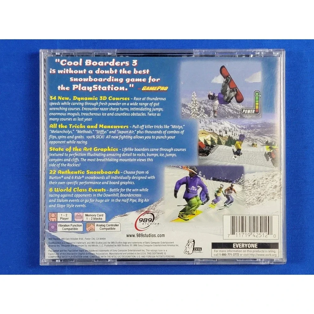 Cool Boarders 3 Sony PlayStation 1 PS1 Blacklabel CIB w/ Case, Manual & Reg Card